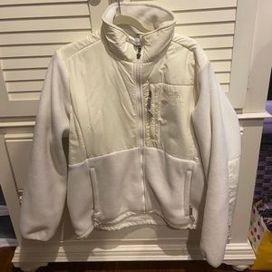 Cream white north face jacket coat